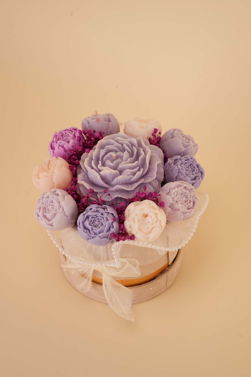 Lilac Elegance Candle Flower Box