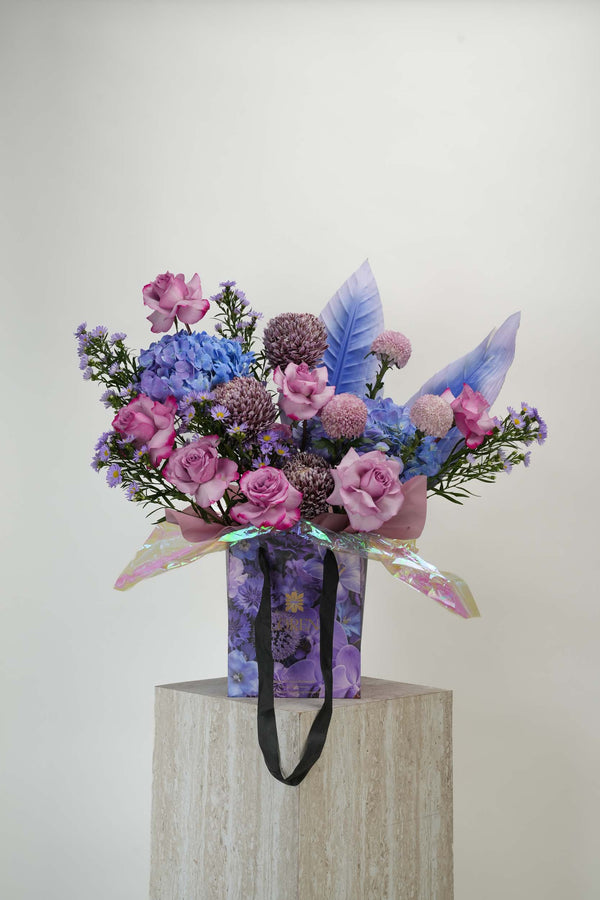 Aura Violet Flower Bag Arrangement