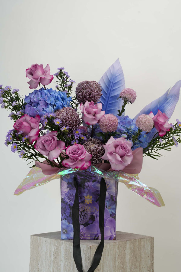 Aura Violet Flower Bag Arrangement