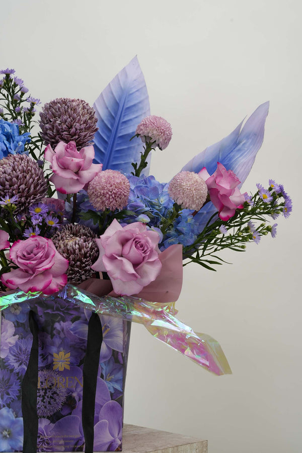 Aura Violet Flower Bag Arrangement