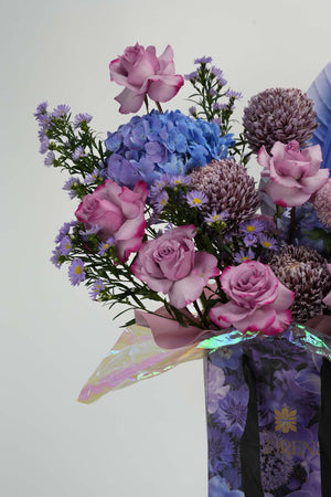 Aura Violet Flower Bag Arrangement